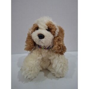 Russ Berrie 7" Plush White Tan Puppy Dog Puddin 24041 Cocker Spaniel Cookapoo